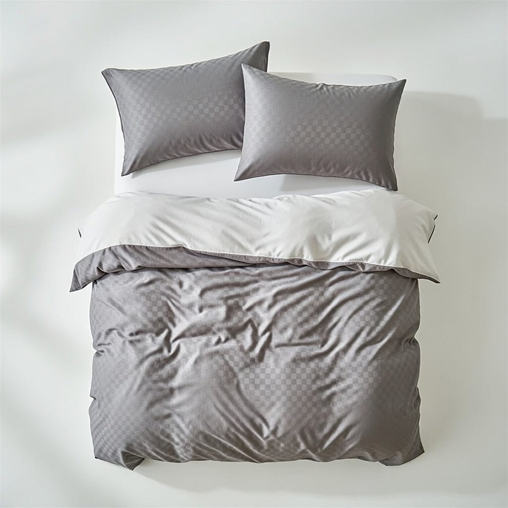 Houssea Housse de Couette Grise en Coton Lavé - Confort Luxueux