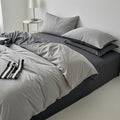 Houssea Housse de Couette Grise en Microfibre - Confort Velouté