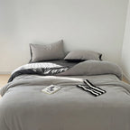 Houssea Housse de Couette Grise en Microfibre - Confort Velouté