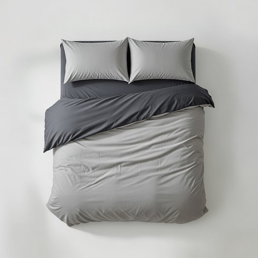 Houssea Housse de Couette Grise en Microfibre - Confort Velouté