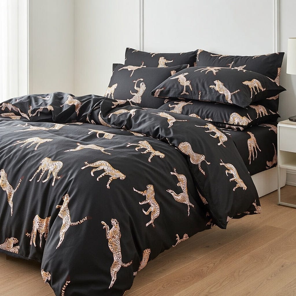 Houssea Housse de Couette Léopard Noir - Élégance Sauvage et Confort
