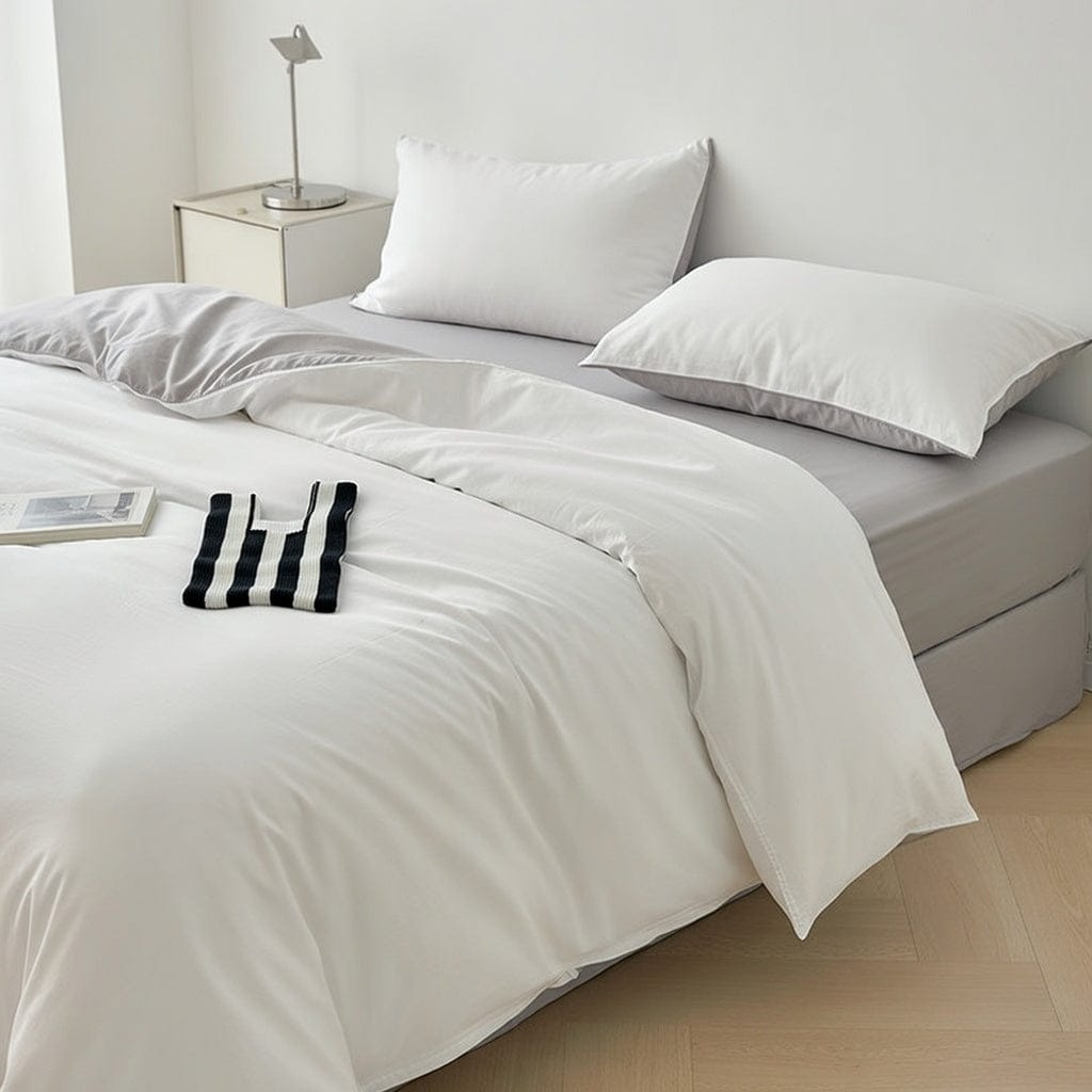 Houssea Housse de Couette Microfibre Blanche - Confort Luxueux