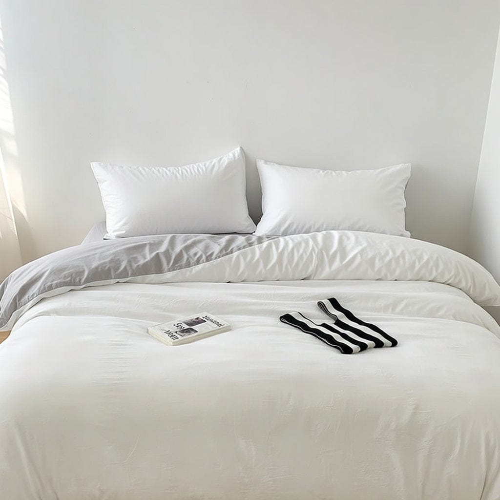 Houssea Housse de Couette Microfibre Blanche - Confort Luxueux