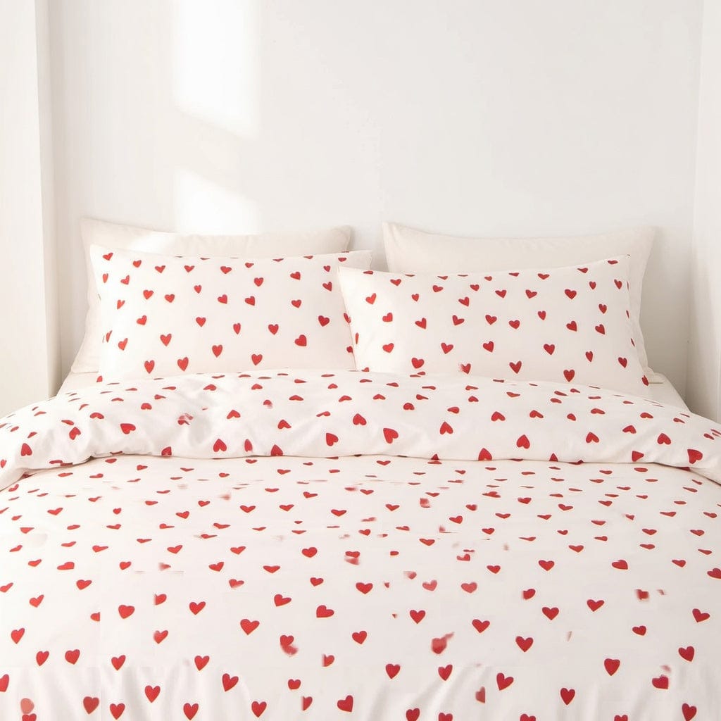 Houssea Housse de Couette Motif Cœur - Douceur Romantique
