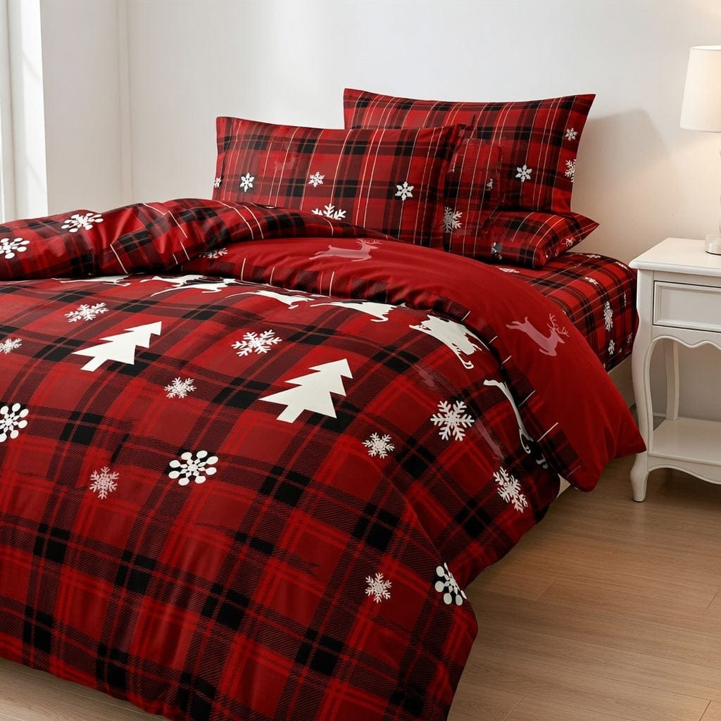 Houssea Housse de Couette Noël - Enchantée pour Nuits Féeriques