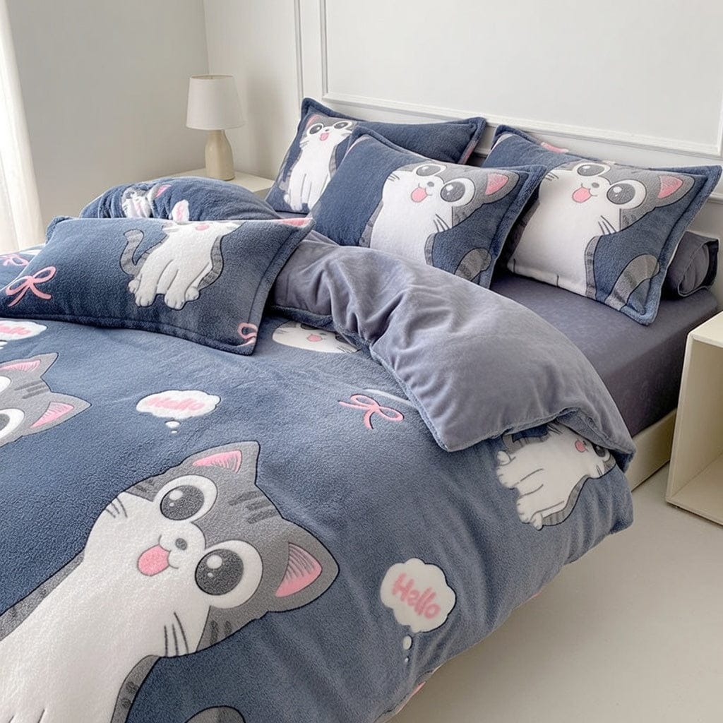 Houssea Housse de Couette Polaire Bleue - Confort Absolu