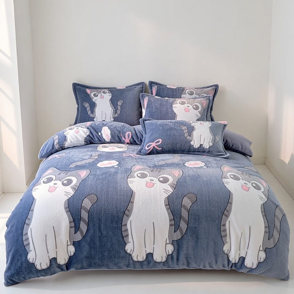 Houssea Housse de Couette Polaire Bleue - Confort Absolu