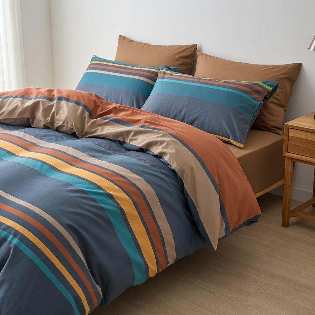 Houssea Housse de Couette Rayures Raffinées - Coton Premium