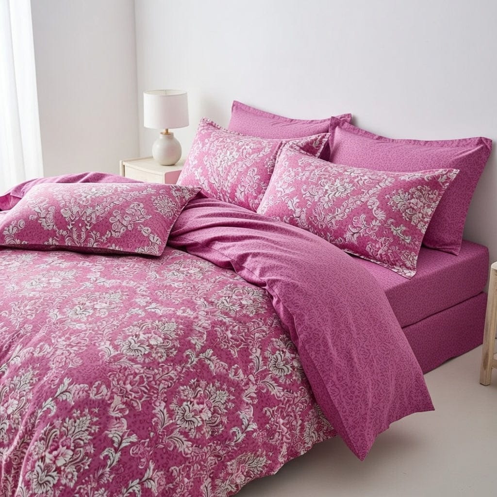 Houssea Housse de Couette Rose Bohème - Confort et Élégance