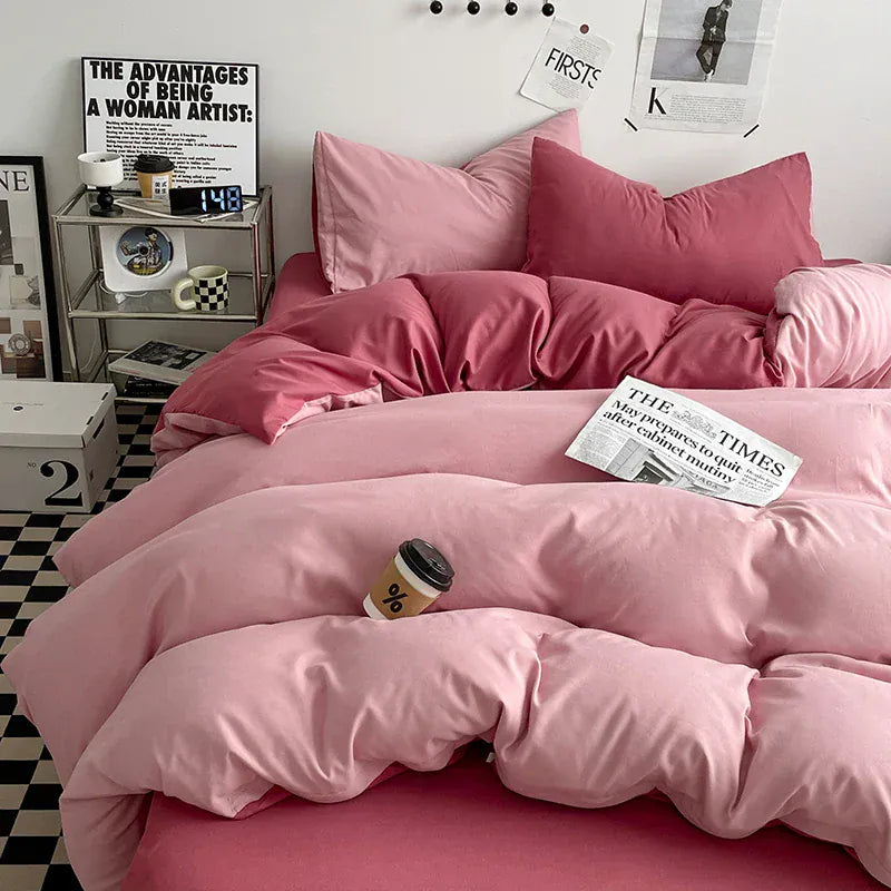Houssea Housse de Couette Rose Élégante - Confort et Style Japonais