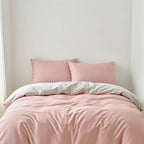 Houssea Housse de Couette Rose en Coton Jacquard - Confort Luxueux