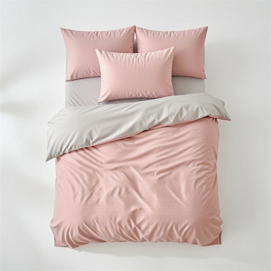 Houssea Housse de Couette Rose en Coton Jacquard - Confort Luxueux