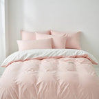 Houssea Housse de Couette Rose en Coton Lavé - Confort d'Exception