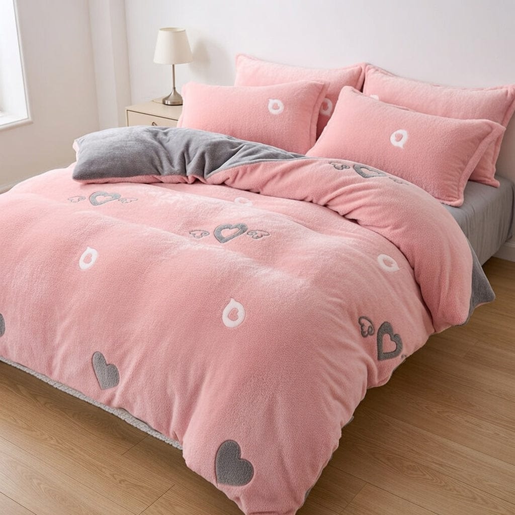 Houssea Housse de Couette Rose Pâle - Douceur Veloutée et Confort
