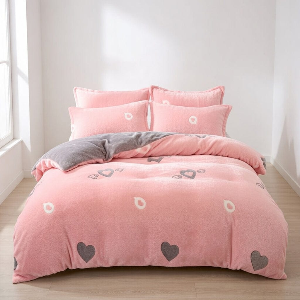 Houssea Housse de Couette Rose Pâle - Douceur Veloutée et Confort