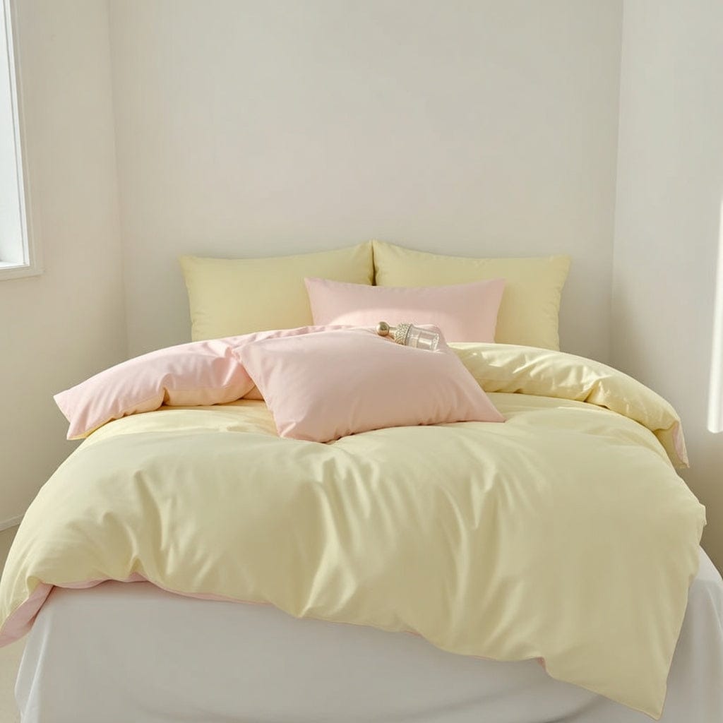 Houssea Housse de Couette Rose Poudré - Confort Luxueux et Douceur