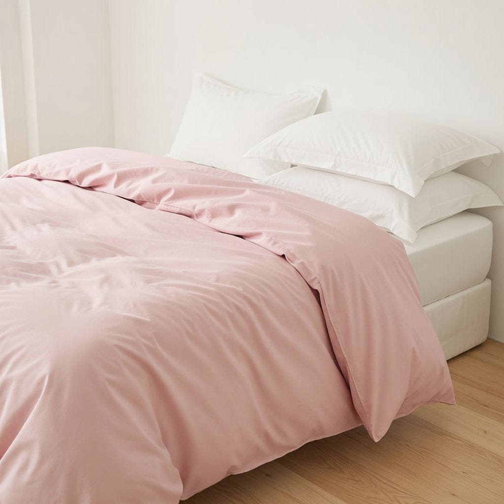 Houssea Housse de Couette Rose Poudré en Coton - Douceur Luxueuse
