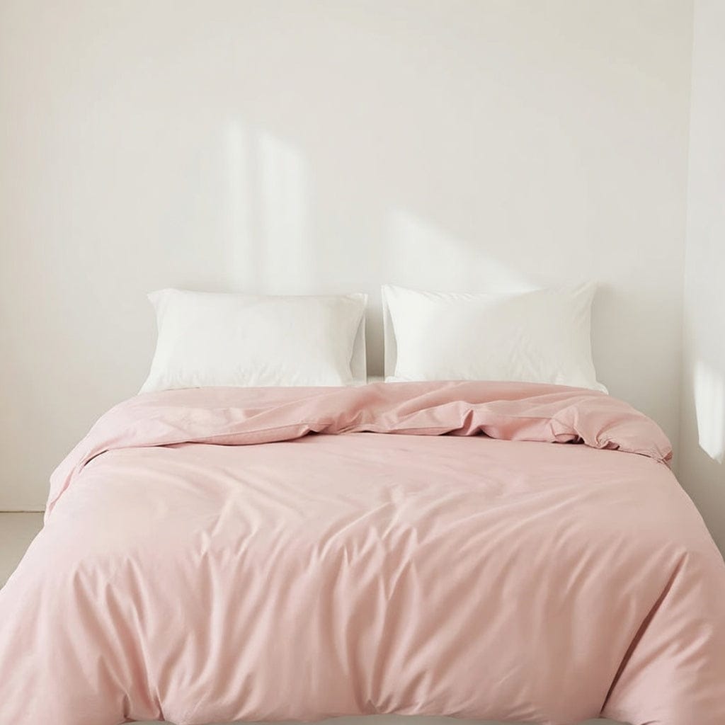 Houssea Housse de Couette Rose Poudré en Coton - Douceur Luxueuse