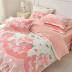 Houssea Housse de Couette Rose Veloutée pour Nuits Douillettes
