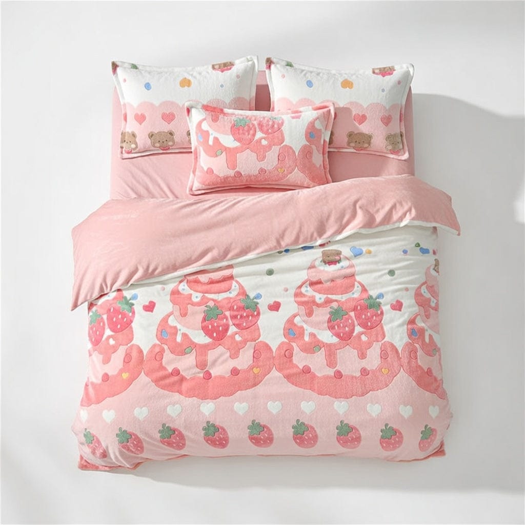 Houssea Housse de Couette Rose Veloutée pour Nuits Douillettes
