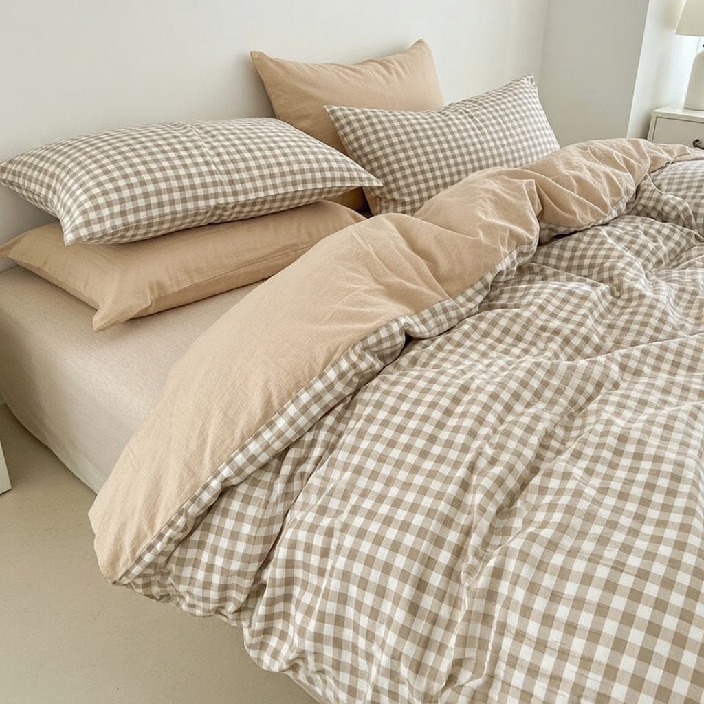 Houssea Housse de Couette Vichy en Polyester - Élégance Intemporelle