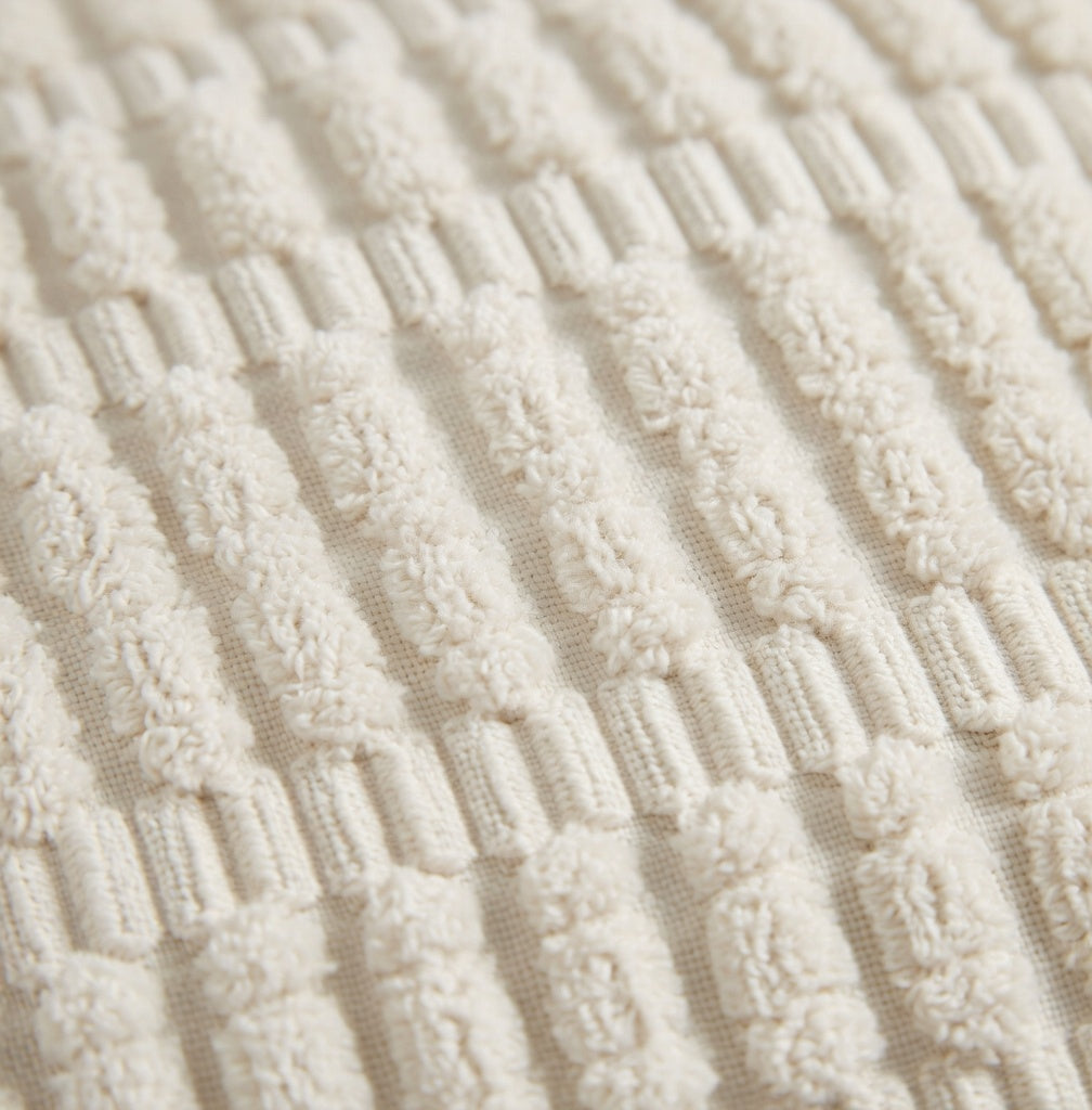 Housse de Coussin Velours Côtelé Beige Boho Premium