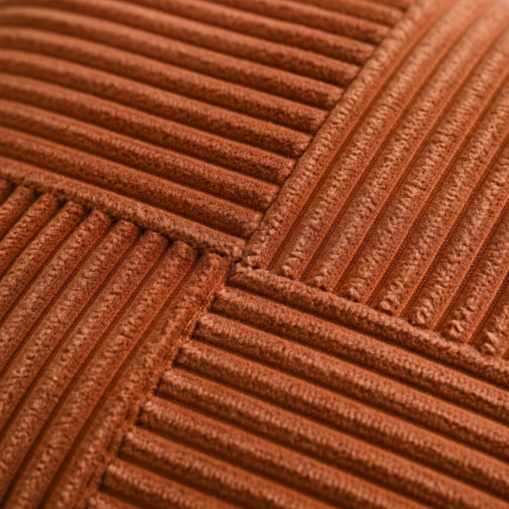 Housse de Coussin Rayée Corduroy Terracotta