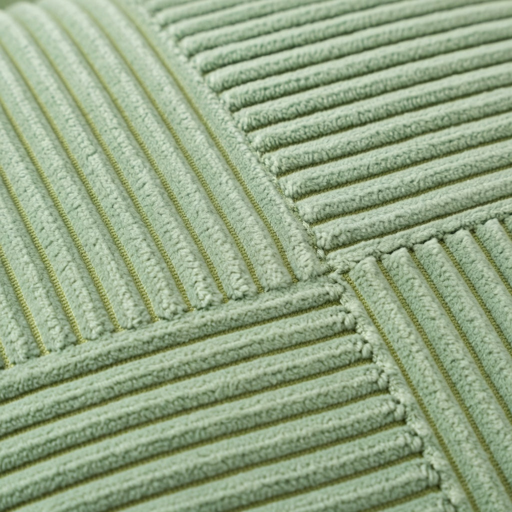 Housse de Coussin Velours Côtelé Rayée Verte Premium