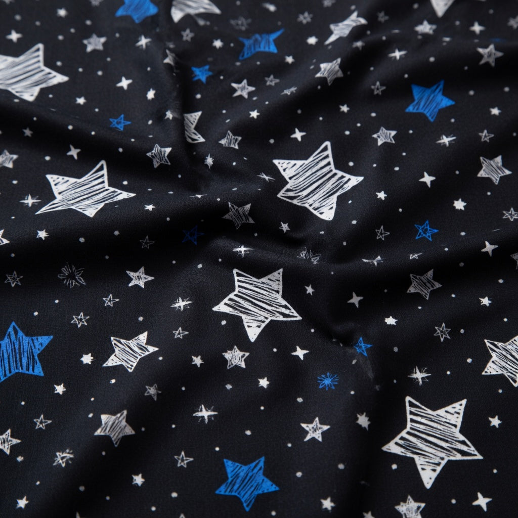 Drap Housse Noir Motif Polyester