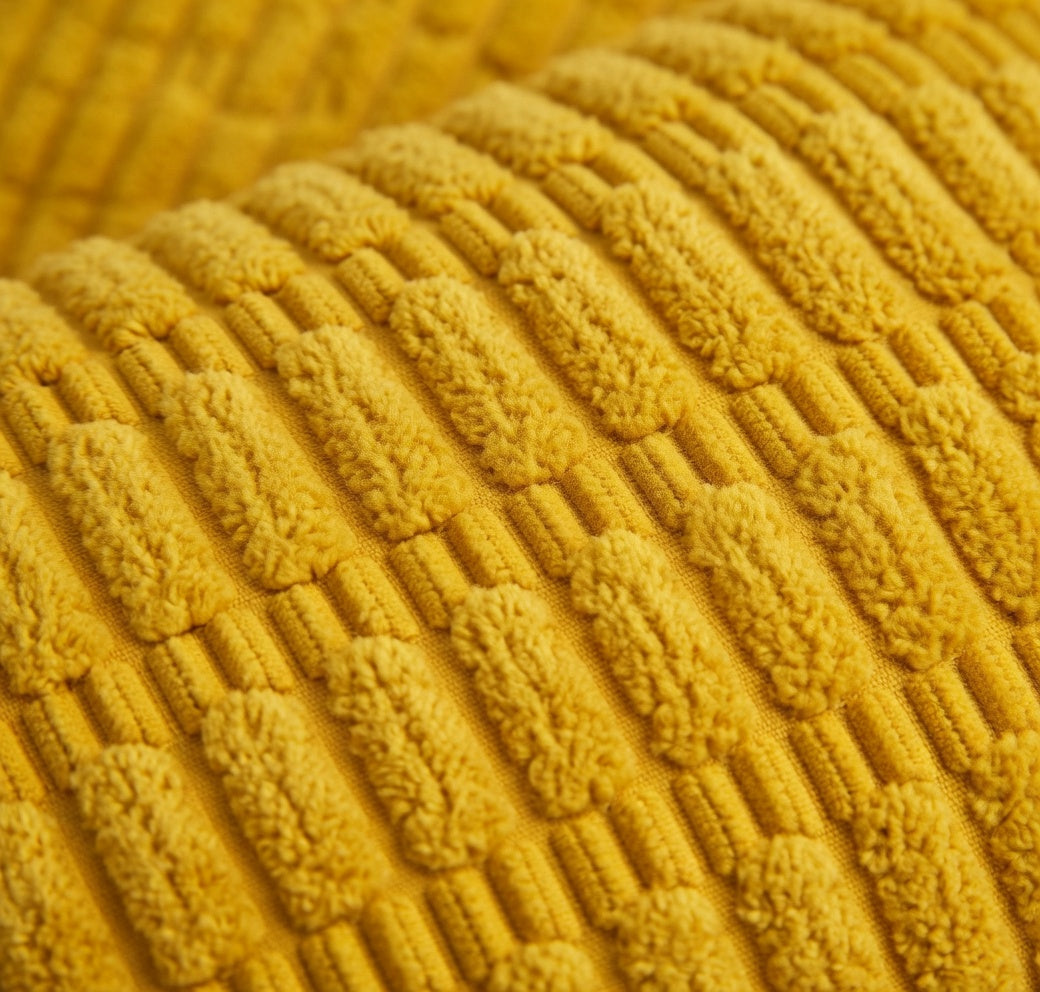 Housse de Coussin Velours Côtelé Jaune Chic