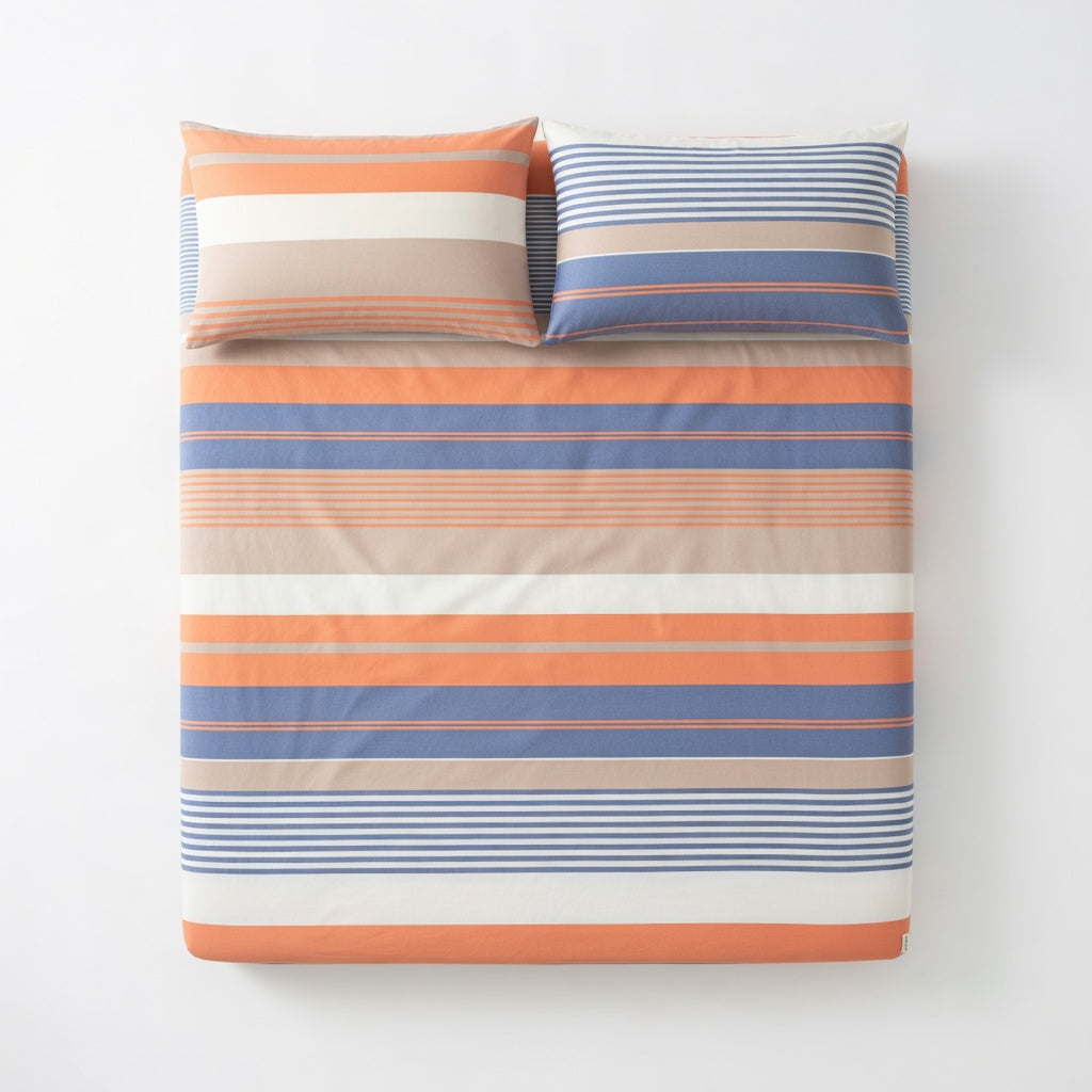 Drap Housse Coton - Rayé pour Sommeil Luxueux