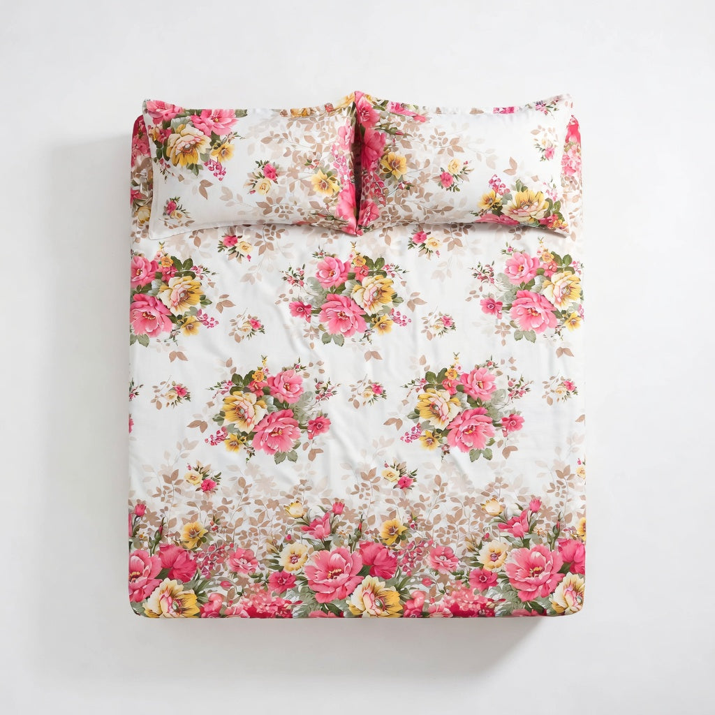 Drap Housse Fleuri Polyester Confort Absolu