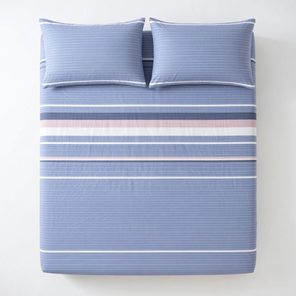 Drap Housse Coton Rayé pour Sommeil Doux et Luxueux