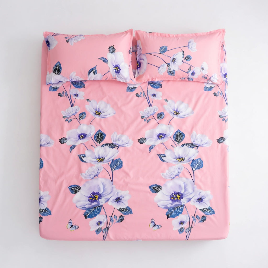 Drap Housse Fleuri Polyester Doux et Respirant