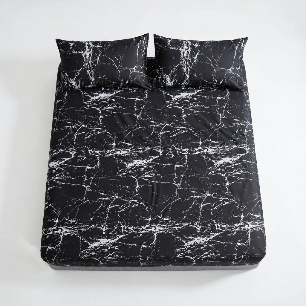 Drap Housse Polyester Motif Géométrique Confort Élégant
