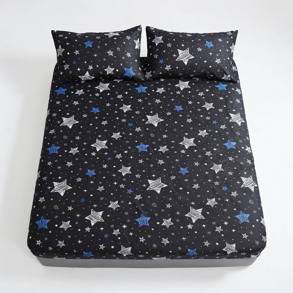 Drap Housse Noir Motif Polyester