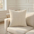 Housse de Coussin Rayée Velours Côtelé en Coton Premium