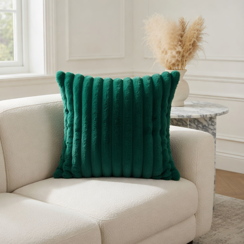 Housse de Coussin Polyester Tricoté Verte