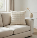 Housse de Coussin Velours Côtelé Beige Boho Premium