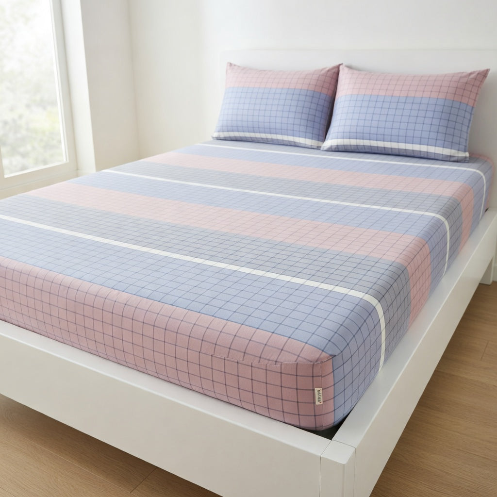 Drap Housse Coton - Rayé Confort et Douceur Naturelle