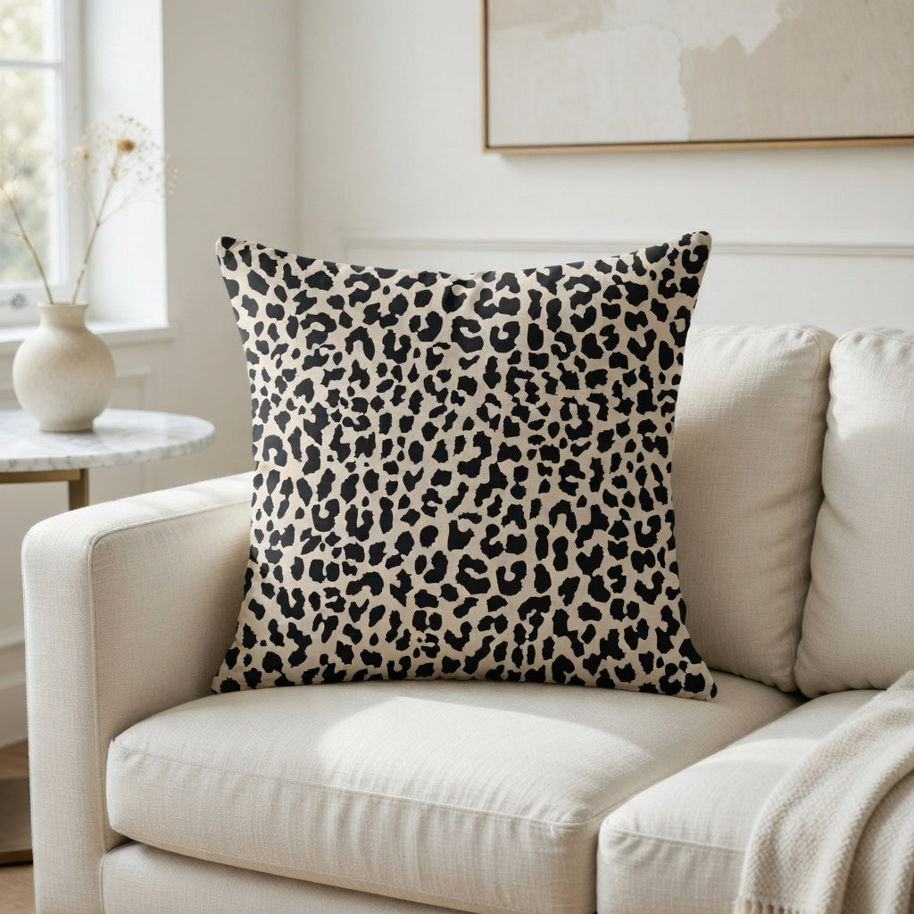 Housse de Coussin Imprimée Ethnique ou Léopard en Polyester