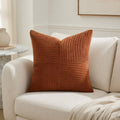Housse de Coussin Rayée Corduroy Terracotta