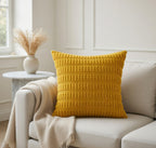 Housse de Coussin Velours Côtelé Jaune Chic