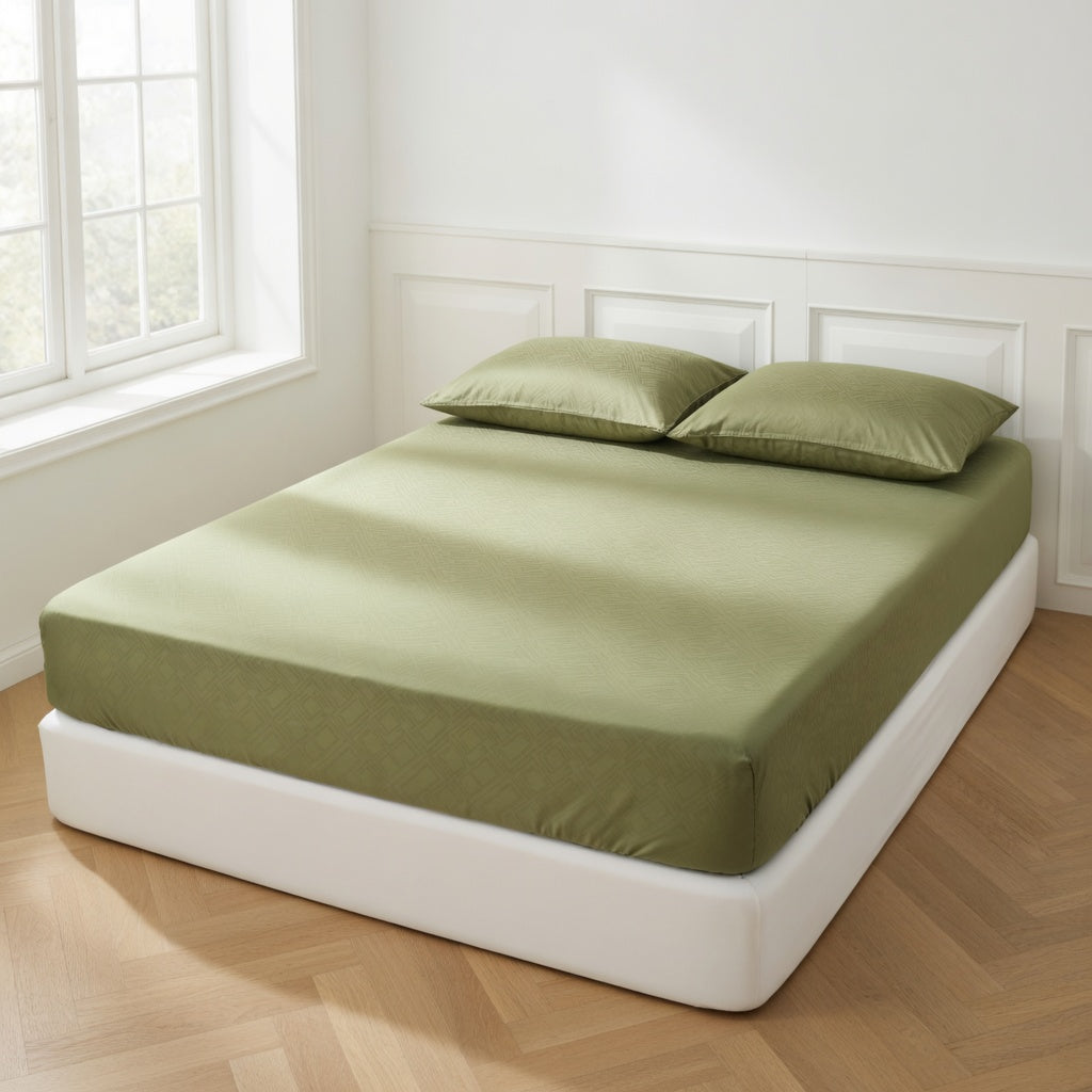 Drap Housse Vert Polyester Premium Ajustement Parfait et Douceur