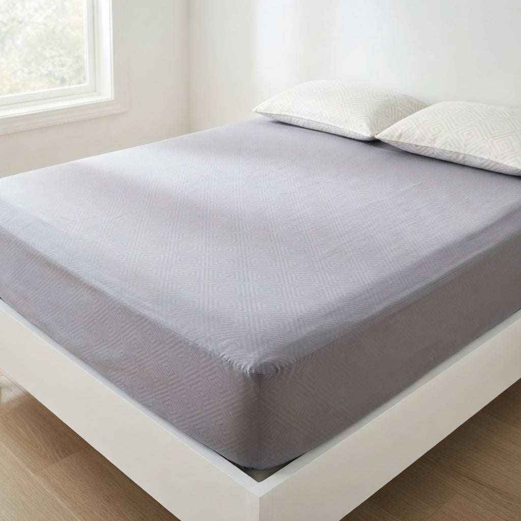 Drap Housse Gris Uni Coton Polyester Confort Premium