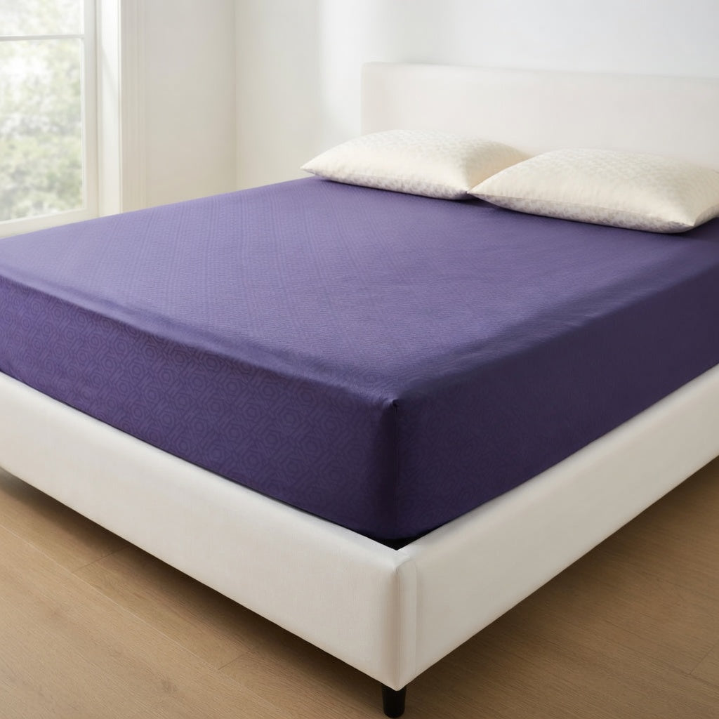 Drap Housse Violet Uni Coton Polyester Confort Luxe