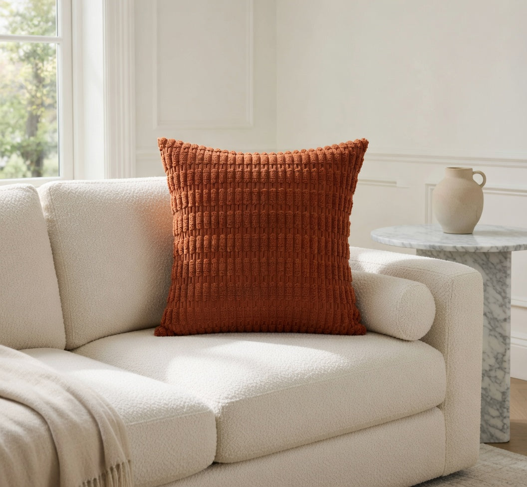 Housse de Coussin Corduroy Terracotta Douce et Chic