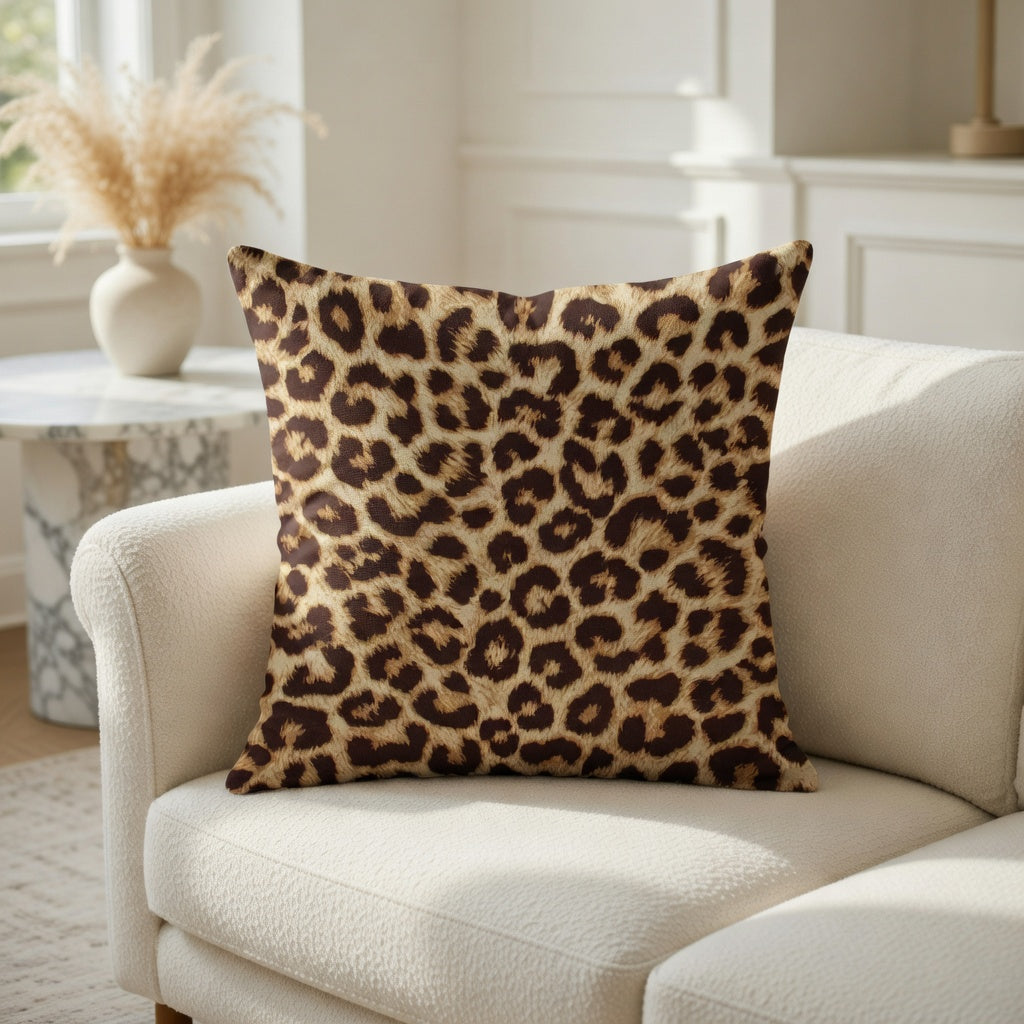 Housse de Coussin Léopard Polyester - Douceur et Raffinement