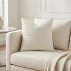 Housse de Coussin Rayée en Velours Côtelé Premium