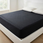 Drap Housse Noir Uni Coton Polyester Confort Absolu